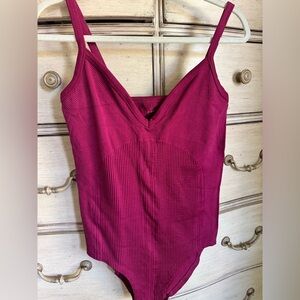 Anthropologie Magenta Ribbed Bodysuit